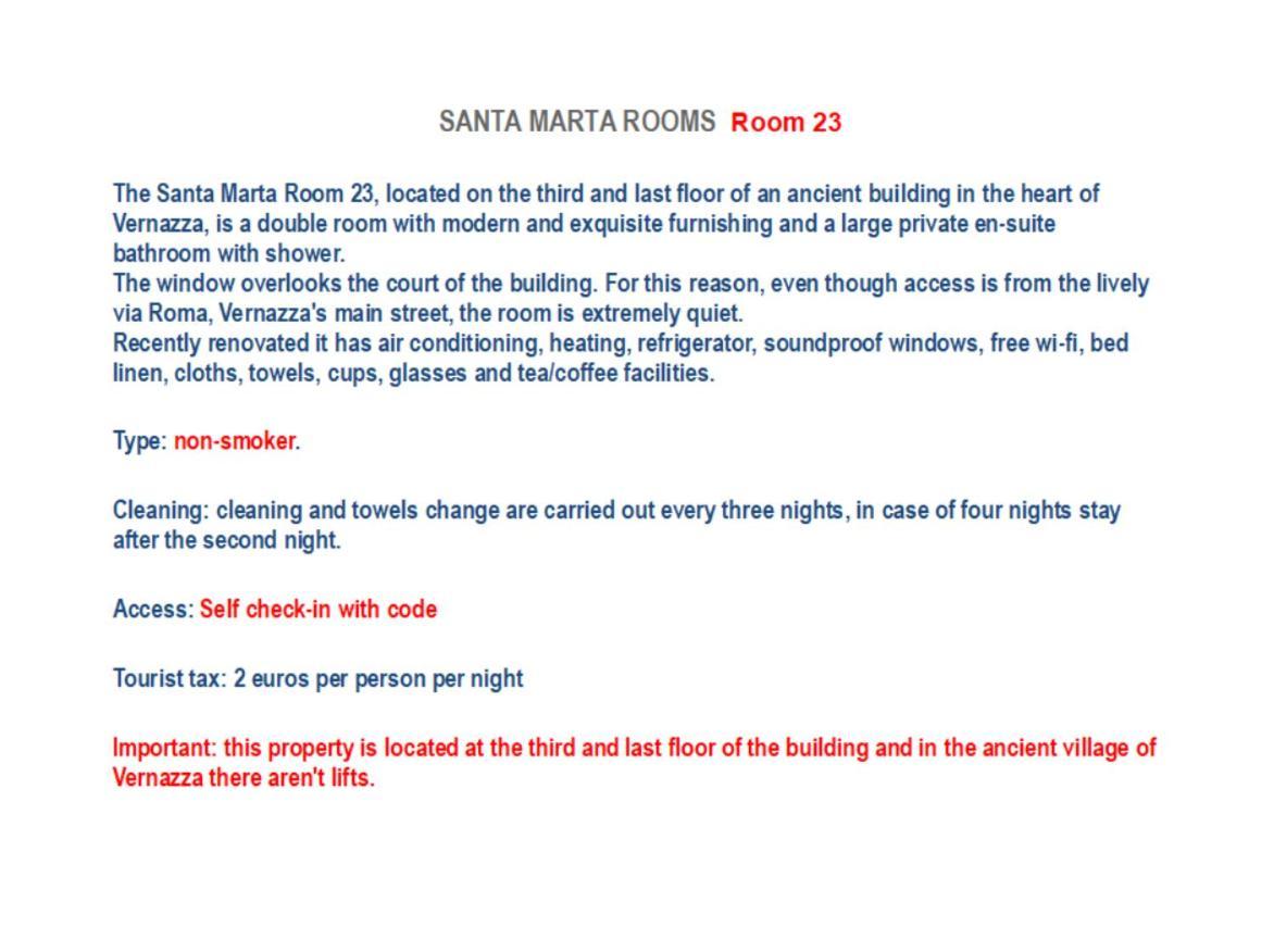Santa Marta Rooms - Via Roma 23 Vernazza Exterior foto